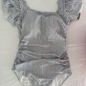 Striped Black and White Swimsuit